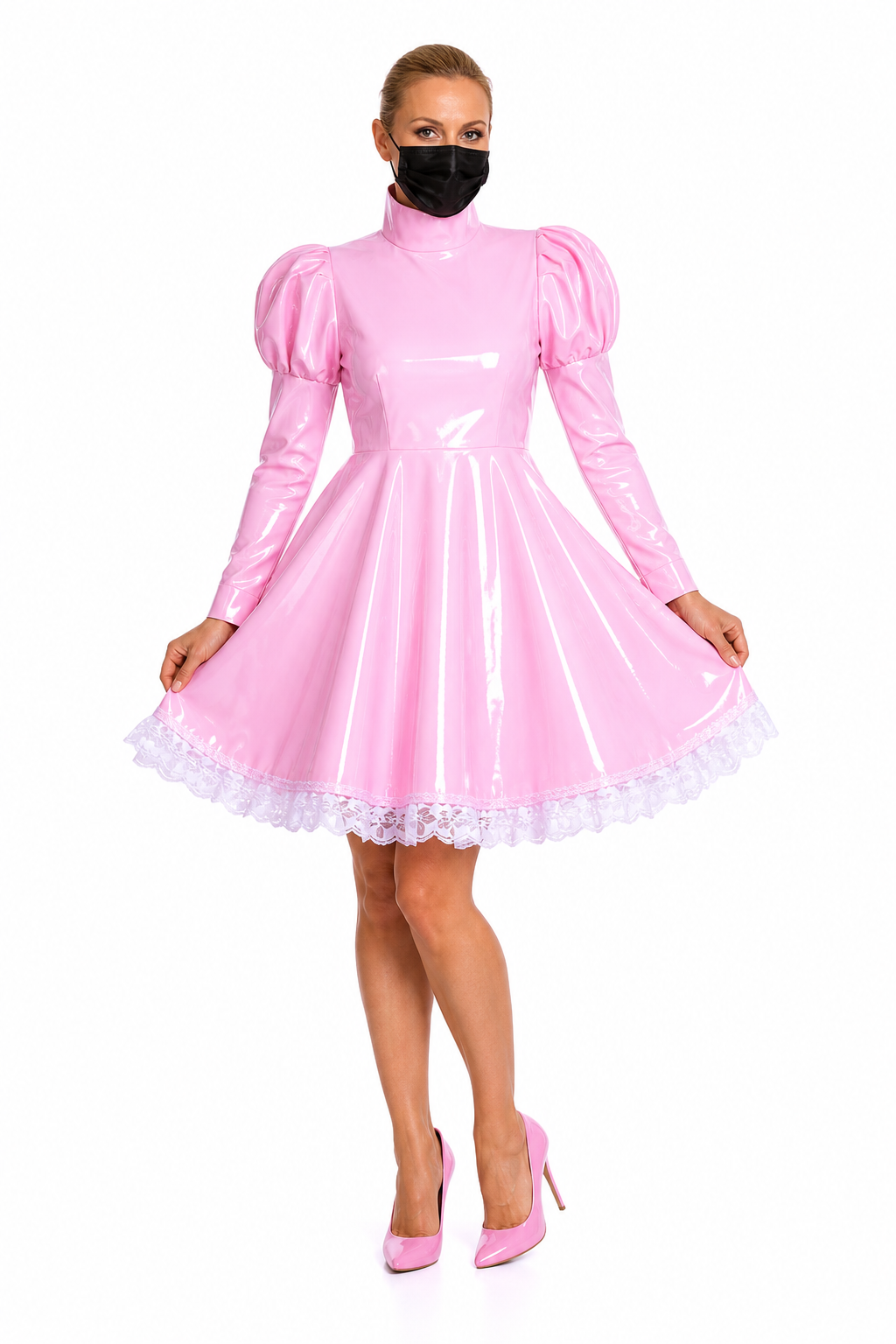 Babyrosa dünnes PVC-Kleid G4035