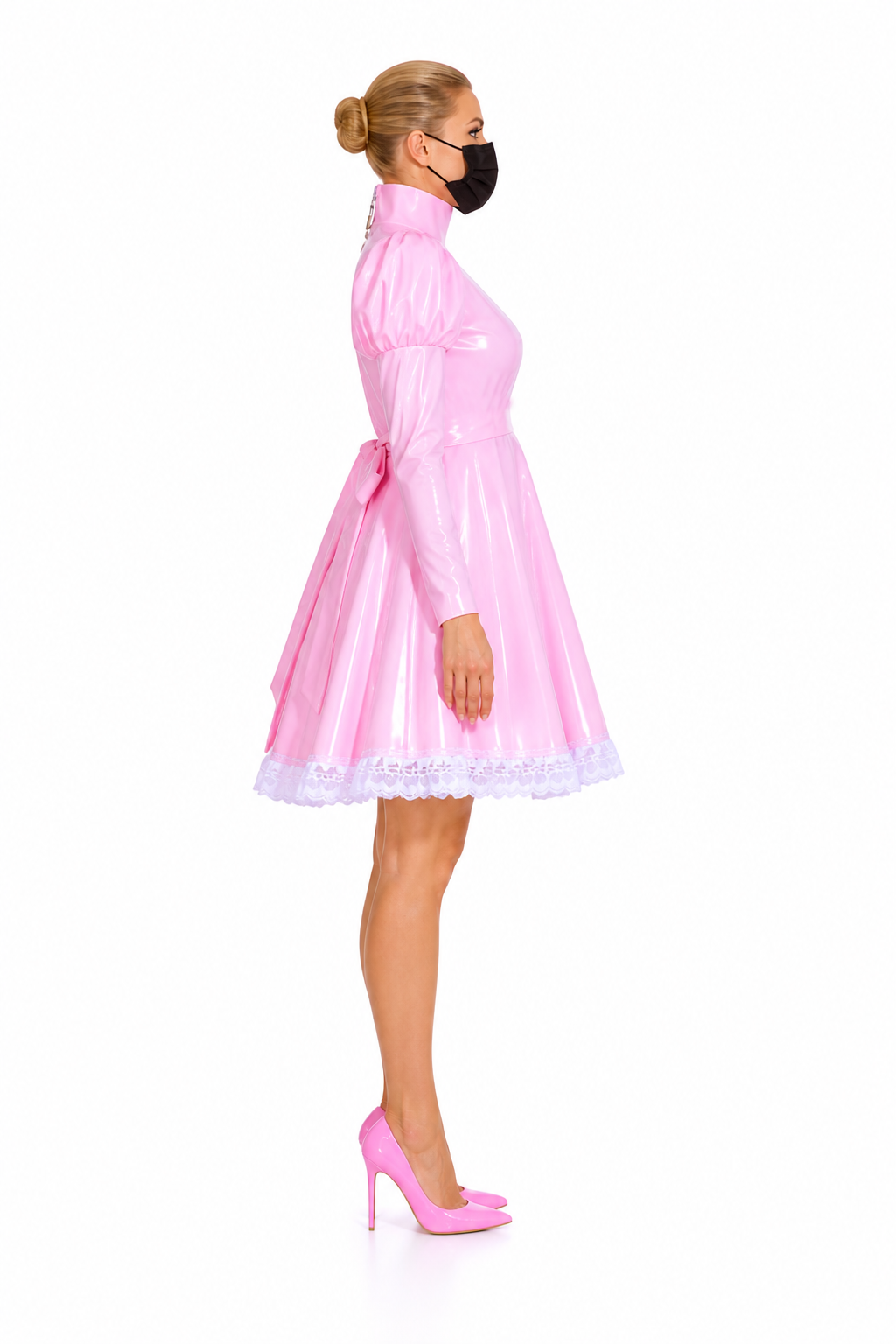 Babyrosa dünnes PVC-Kleid G4035