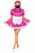 Hot Pink Polka Dot Satin Dress G4045