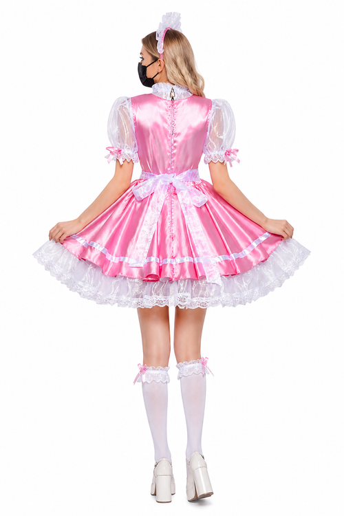 Baby Pink Satin & Organza Dress G4048