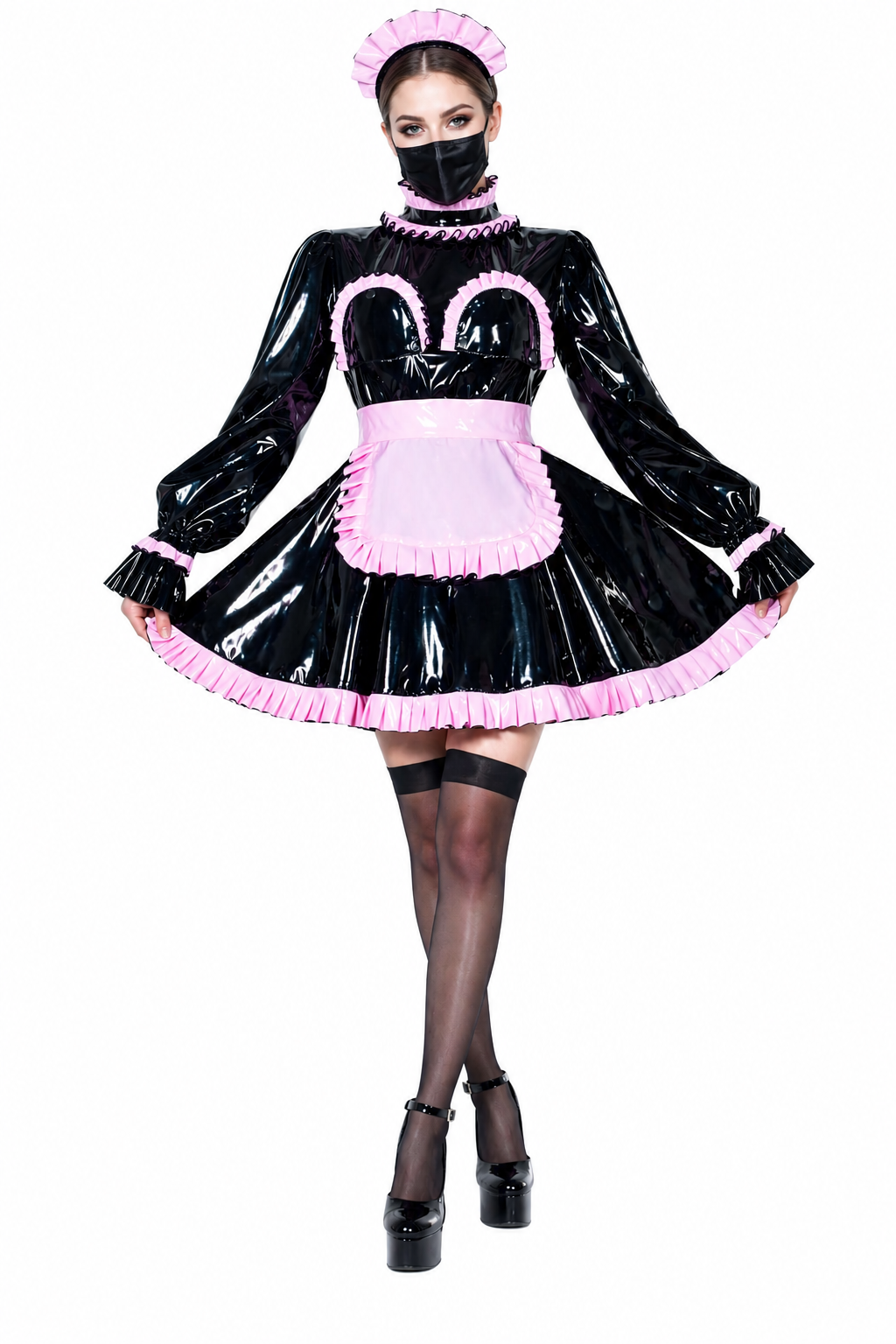 Schwarzes schweres PVC-Kleid G4051