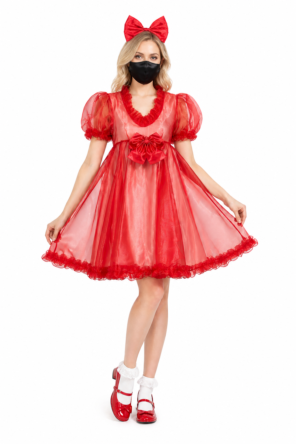 Rotes Organza-Kleid G4053