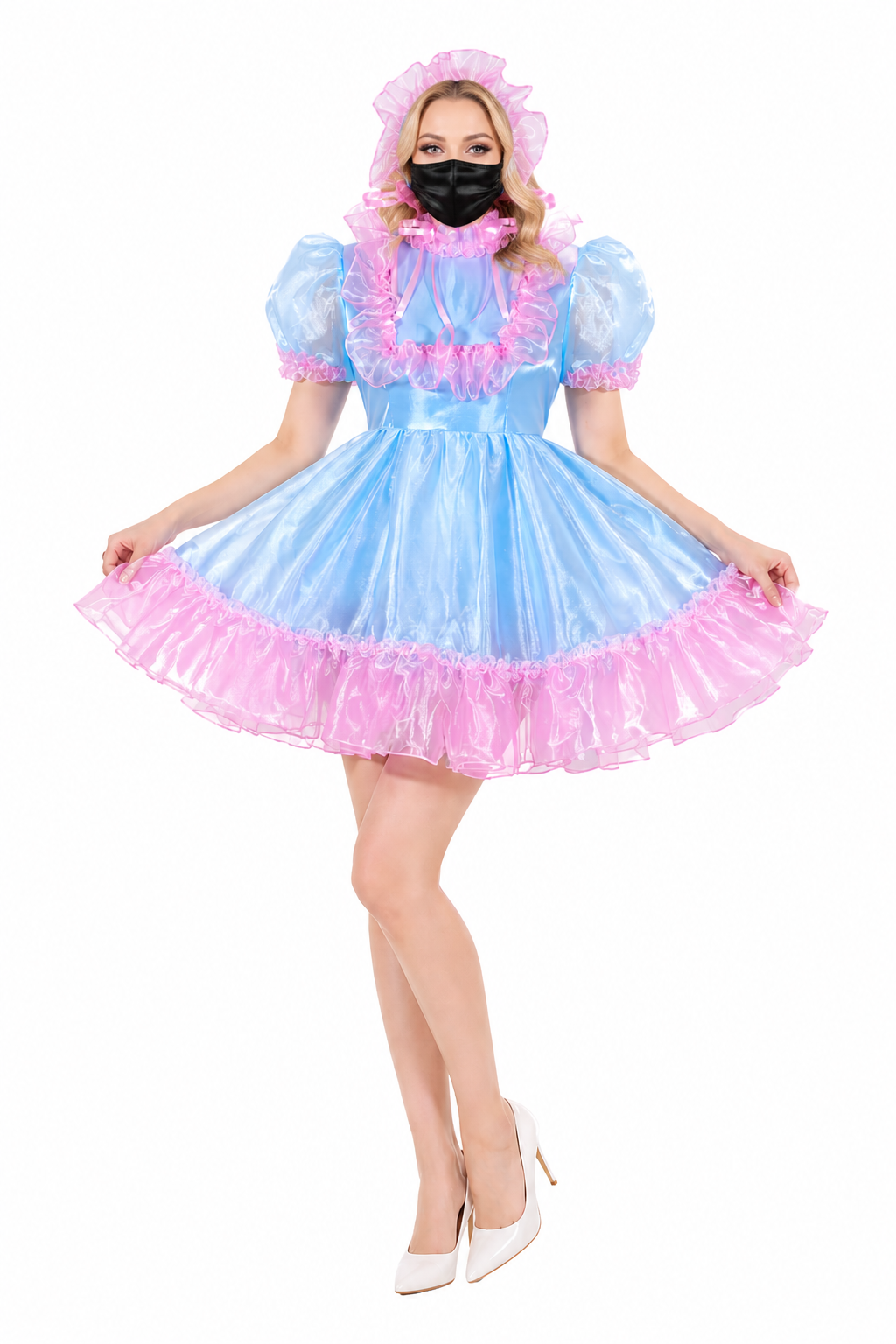 Baby Blue Satin & Organza Dress G4055