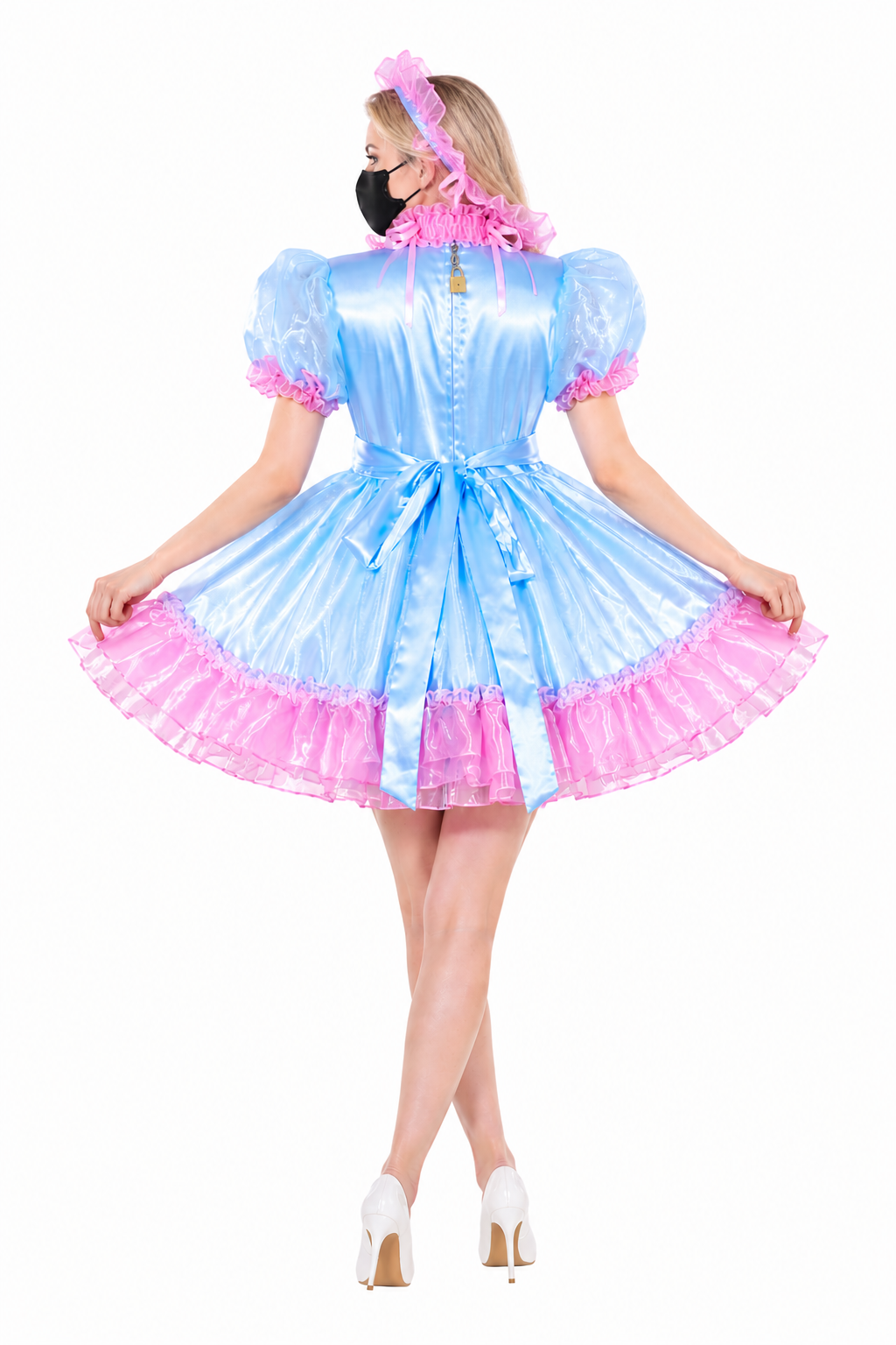 Baby Blue Satin & Organza Dress G4055