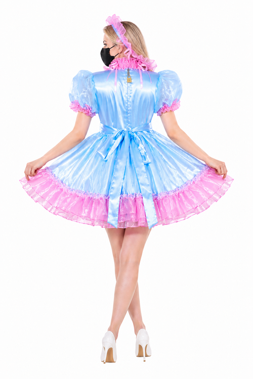 Baby Blue Satin & Organza Dress G4055