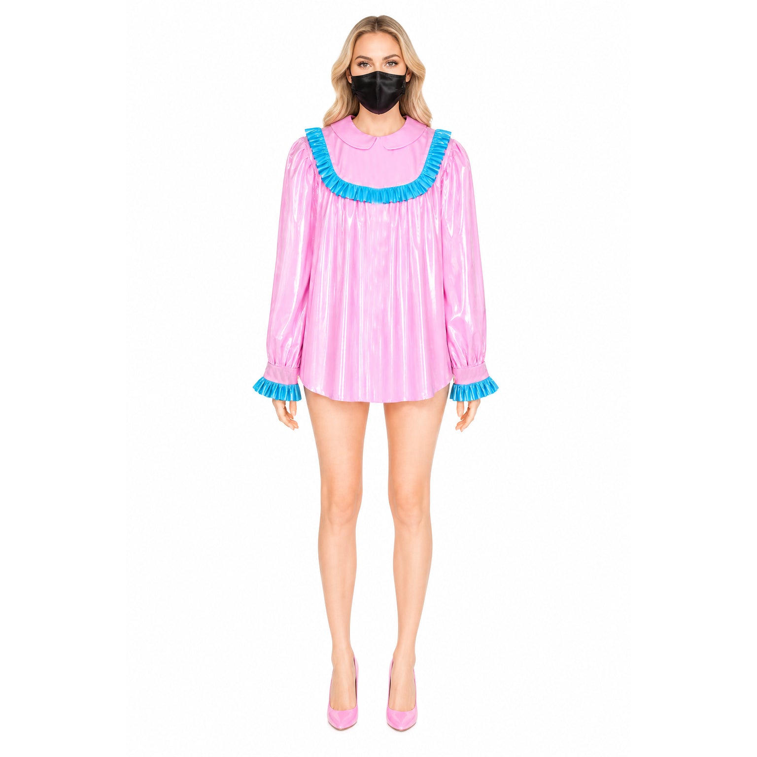 Blouse en PVC fine rose G4057