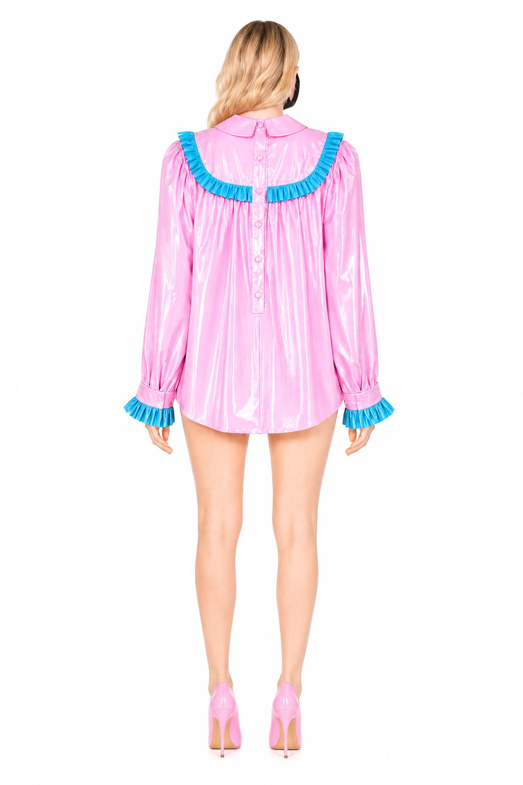 Pink Thin PVC Blouse G4057