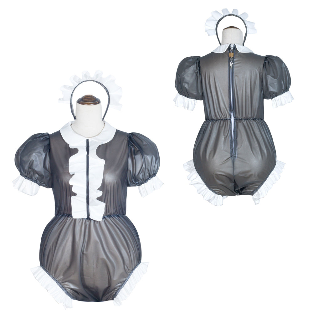 Combinaison en PVC transparent noir G4058