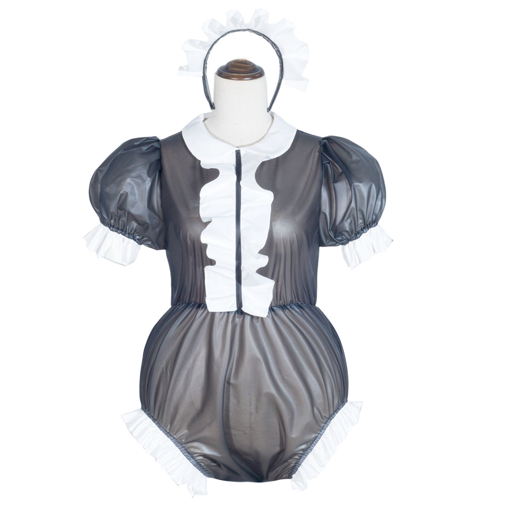 Combinaison en PVC transparent noir G4058