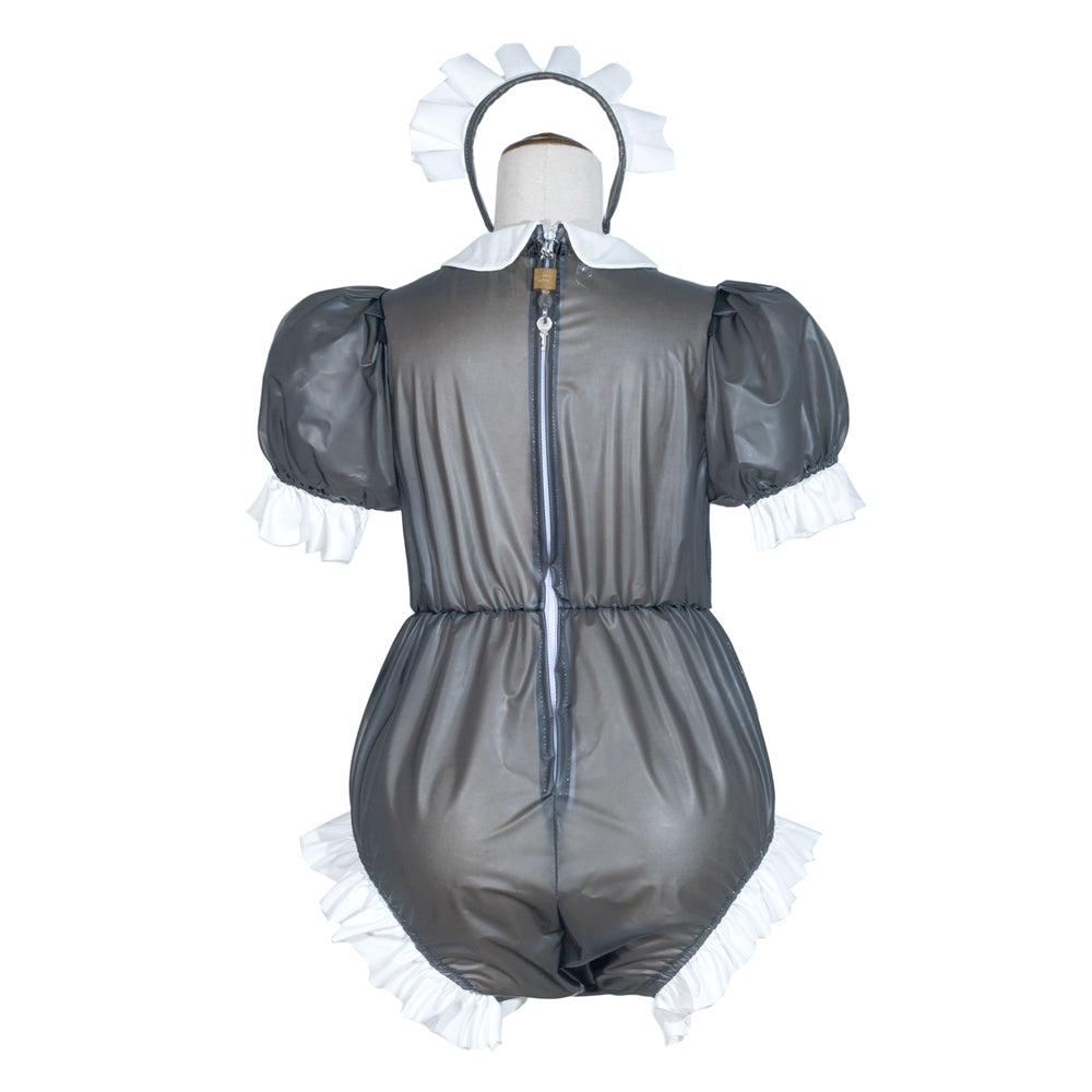 Schwarzer transparenter PVC-Strampler G4058