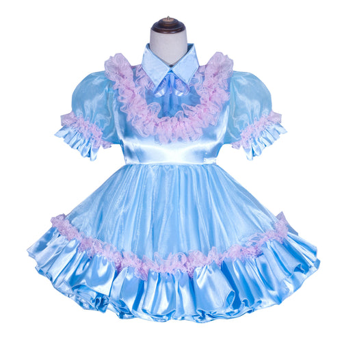 Robe Bébé Satin Bleu G4059