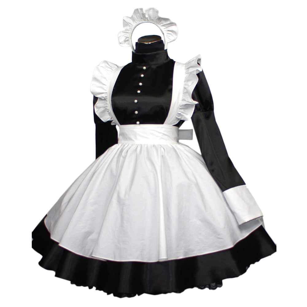 schwarzes Satinkleid G406