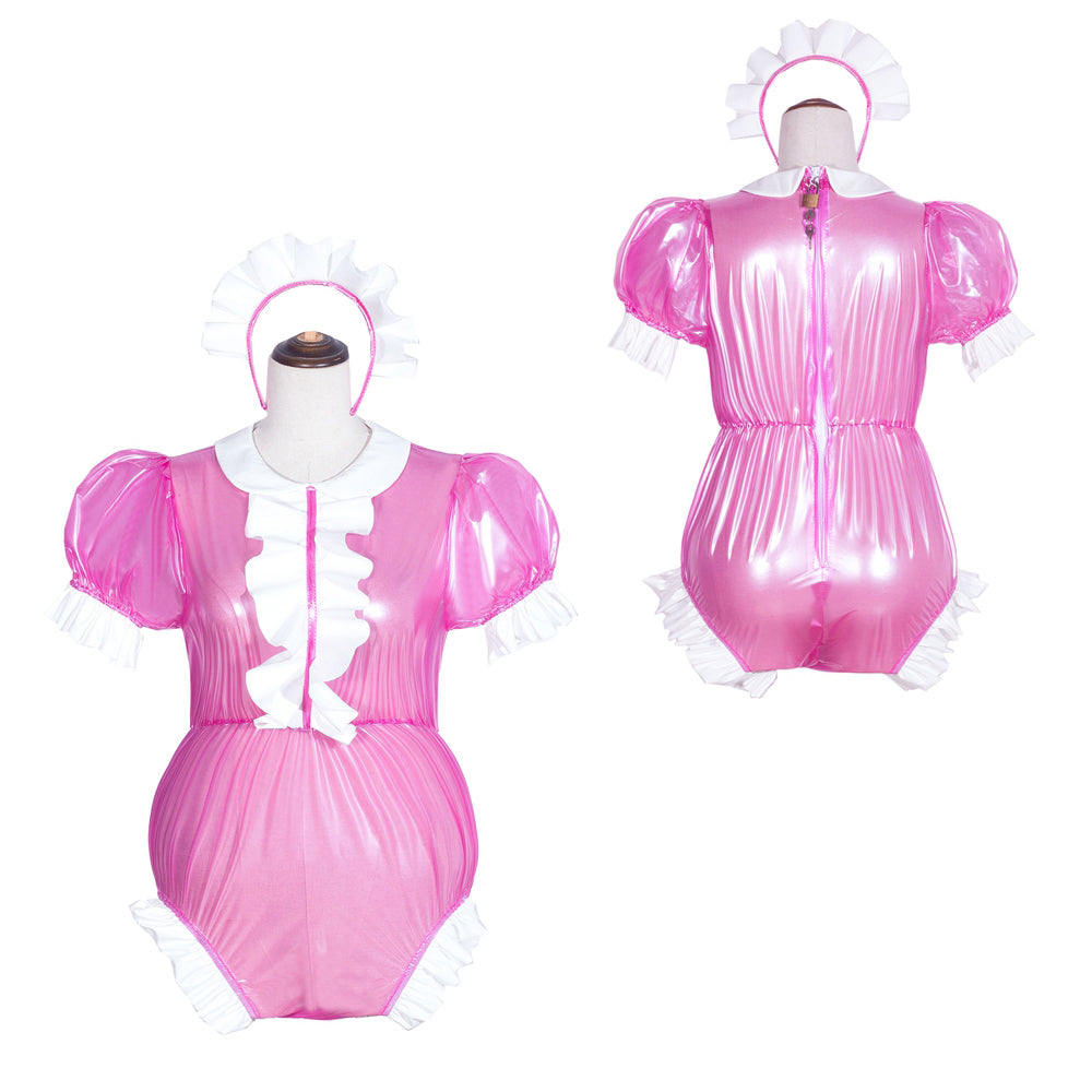 Hot Pink Clear PVC Romper G4067