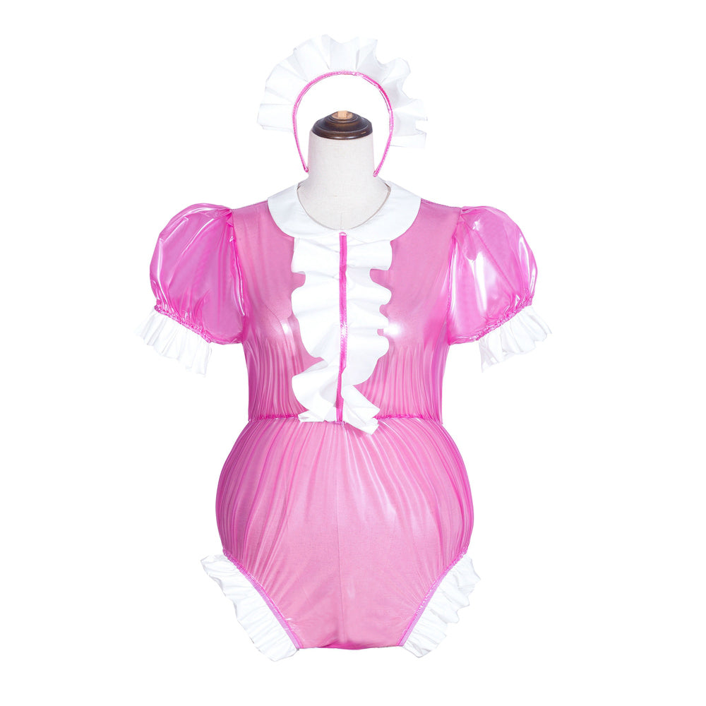 Hot Pink Clear PVC Romper G4067