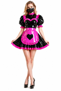 Black & Hot Pink Heavy PVC Dress G4075