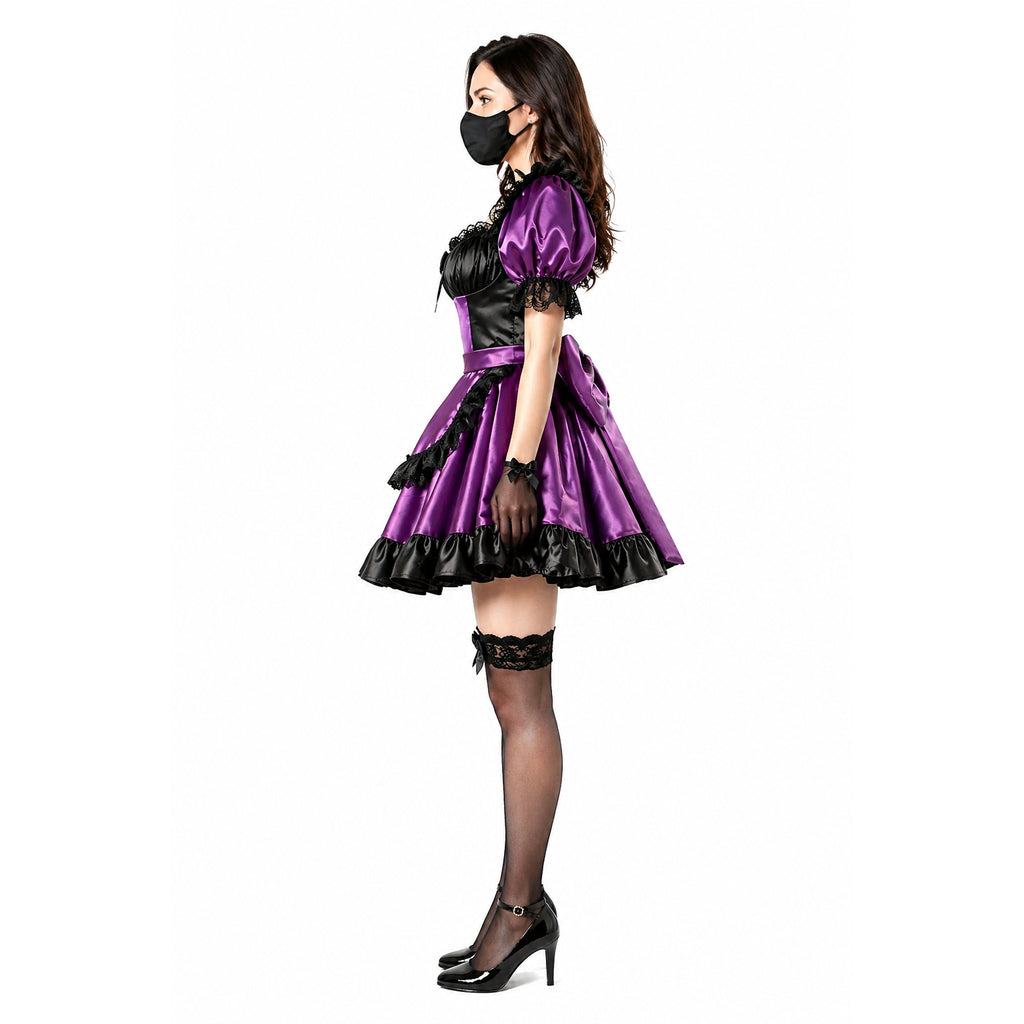 Lila Satin Sissy-Maid-Kleid G4076