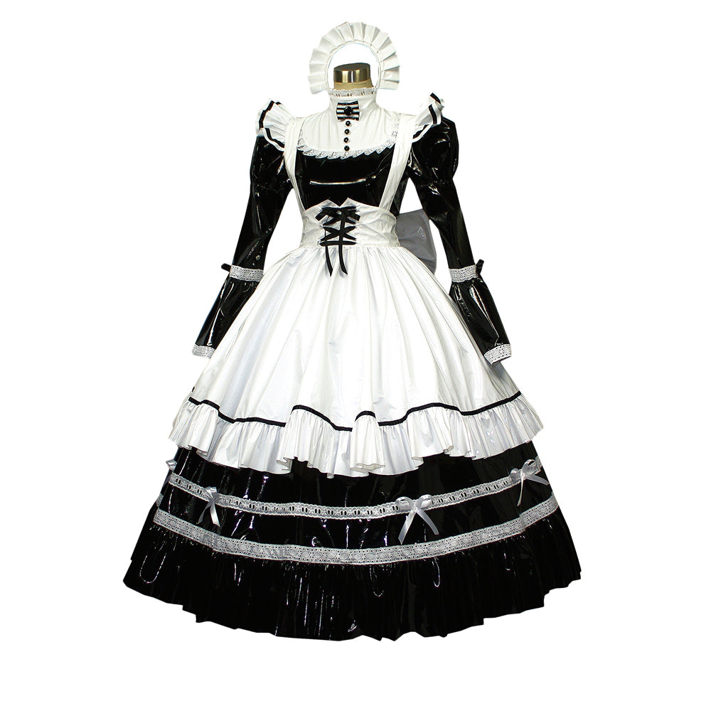 schwarzes, dünnes PVC-Kleid G407