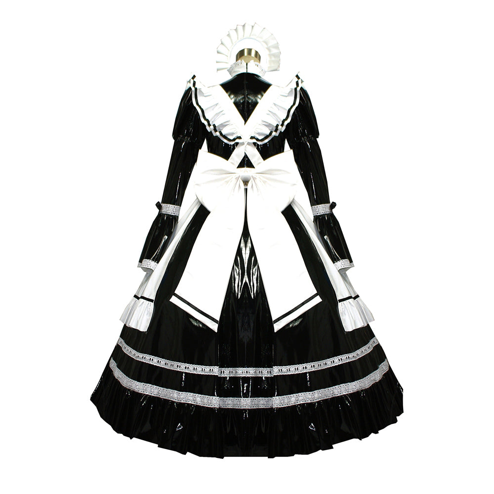 schwarzes, dünnes PVC-Kleid G407