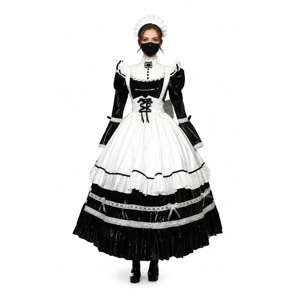 schwarzes, dünnes PVC-Kleid G407