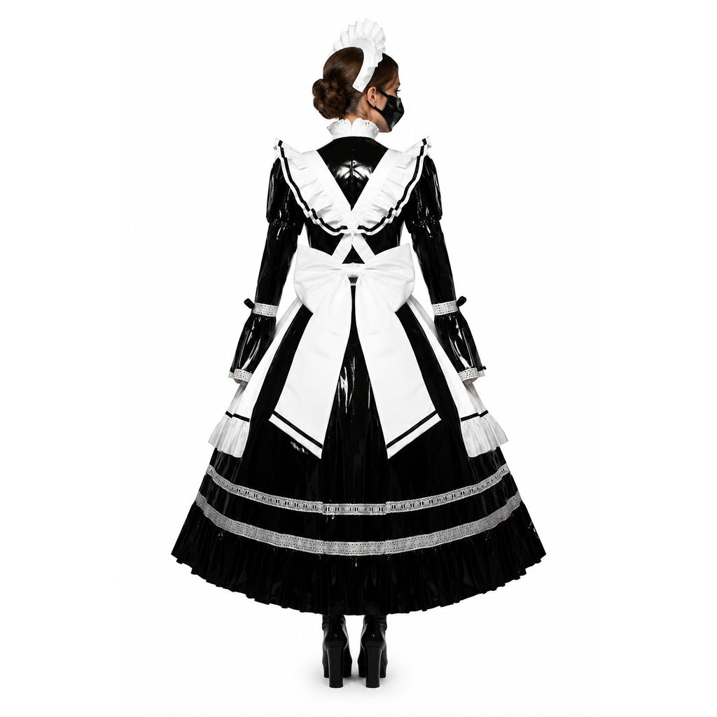 schwarzes, dünnes PVC-Kleid G407