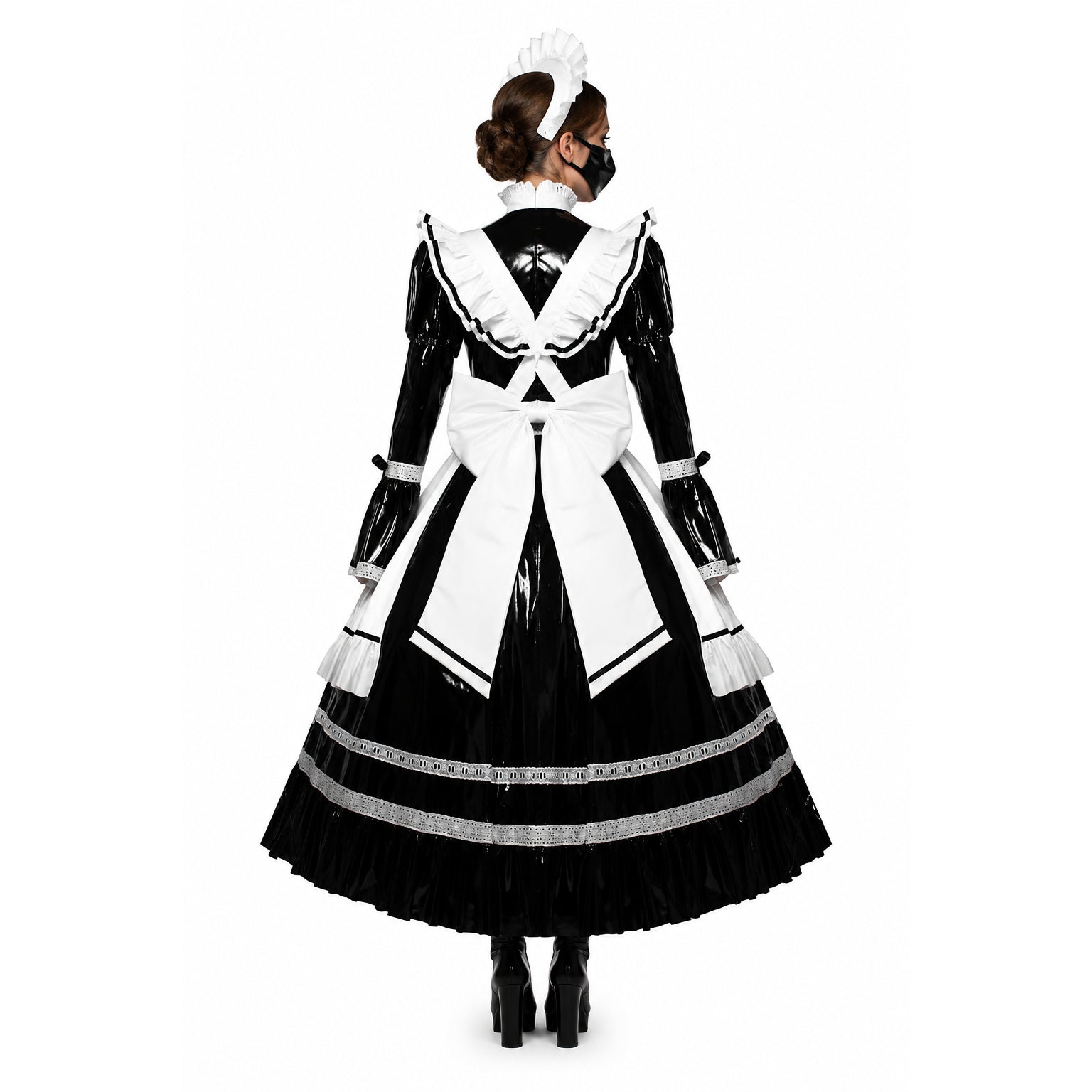 schwarzes, dünnes PVC-Kleid G407