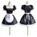 Schwarzes Satin-Sissy-Hausmädchenkleid G4080