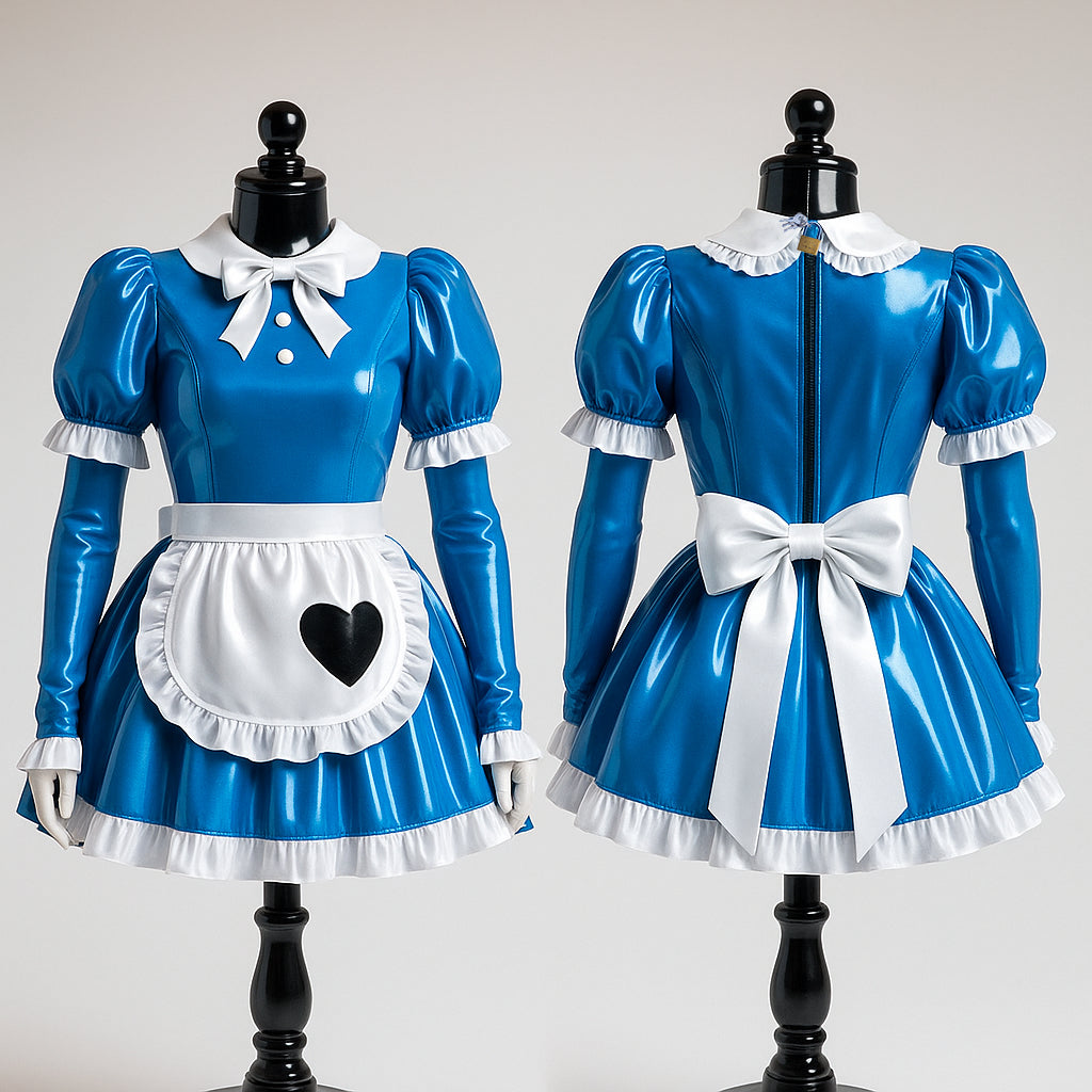 Blue Heavy PVC sissy maid Dress G4082