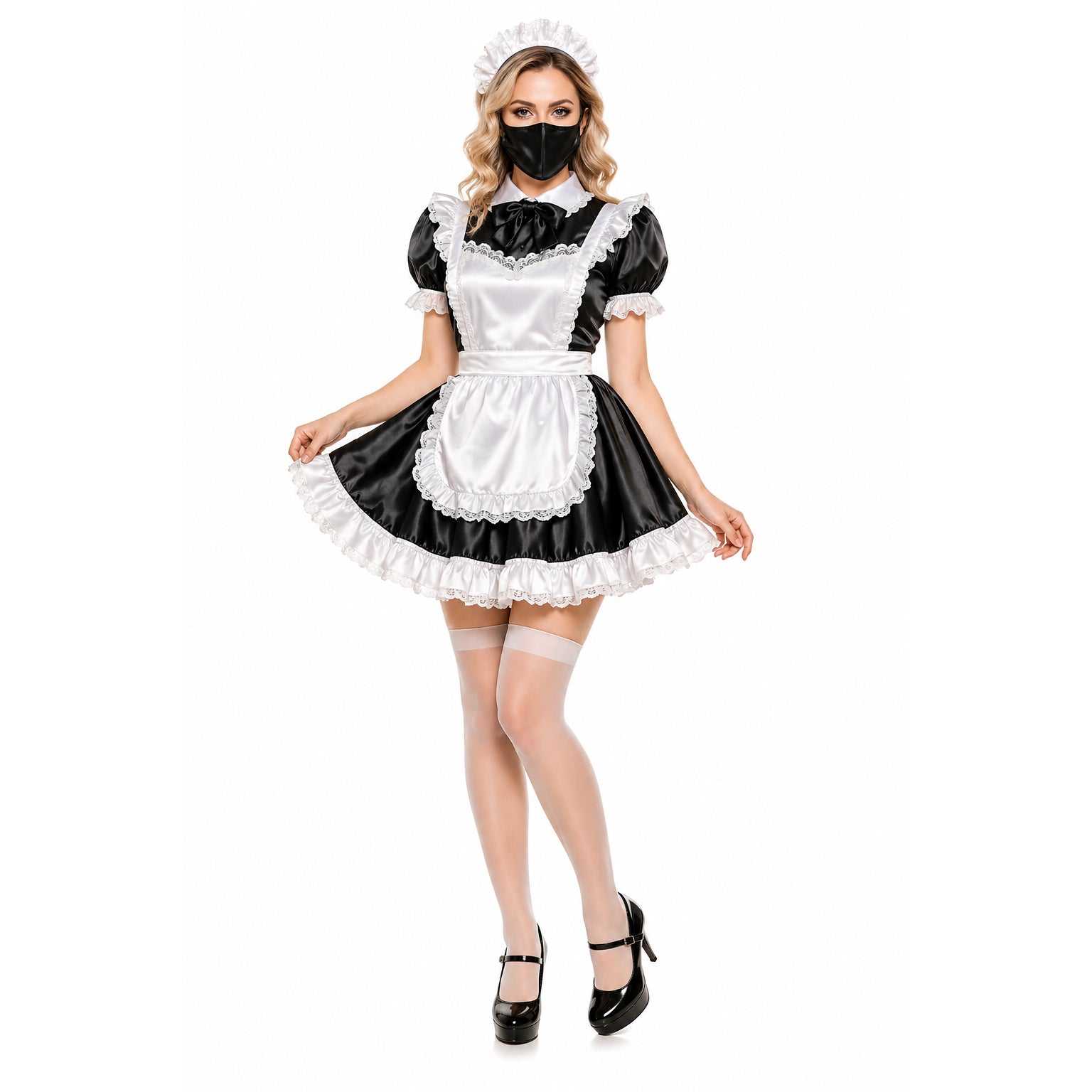 Schwarzes Satin-Kleid G4084