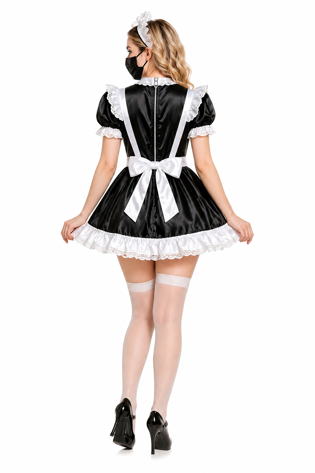 Schwarzes Satin-Kleid G4084