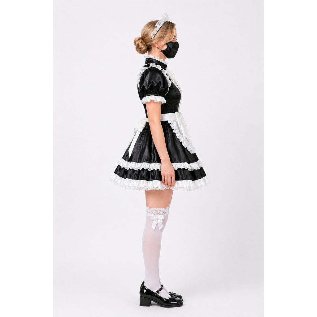 Black Satin sissy maid Dress G4085