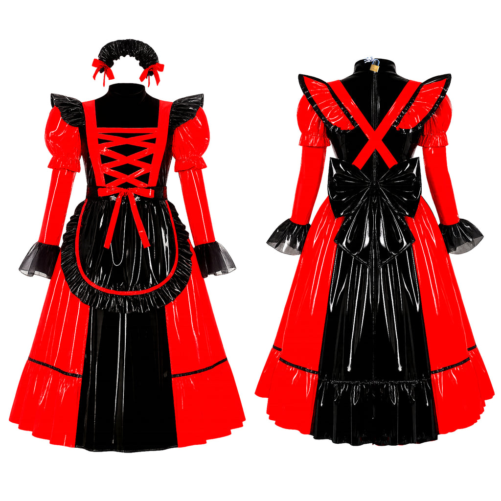 Rotes, dünnes PVC-Kleid G4088