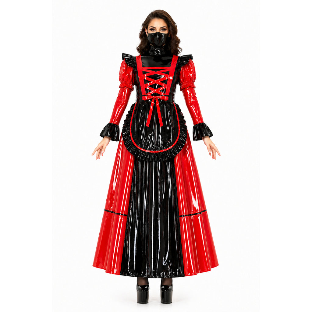 Rotes, dünnes PVC-Kleid G4088