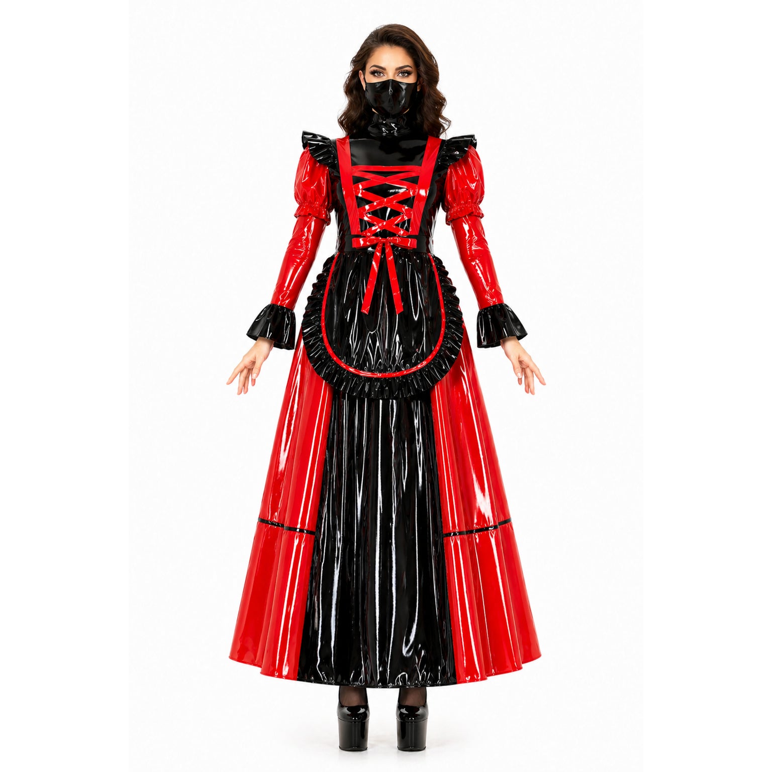 Rotes, dünnes PVC-Kleid G4088