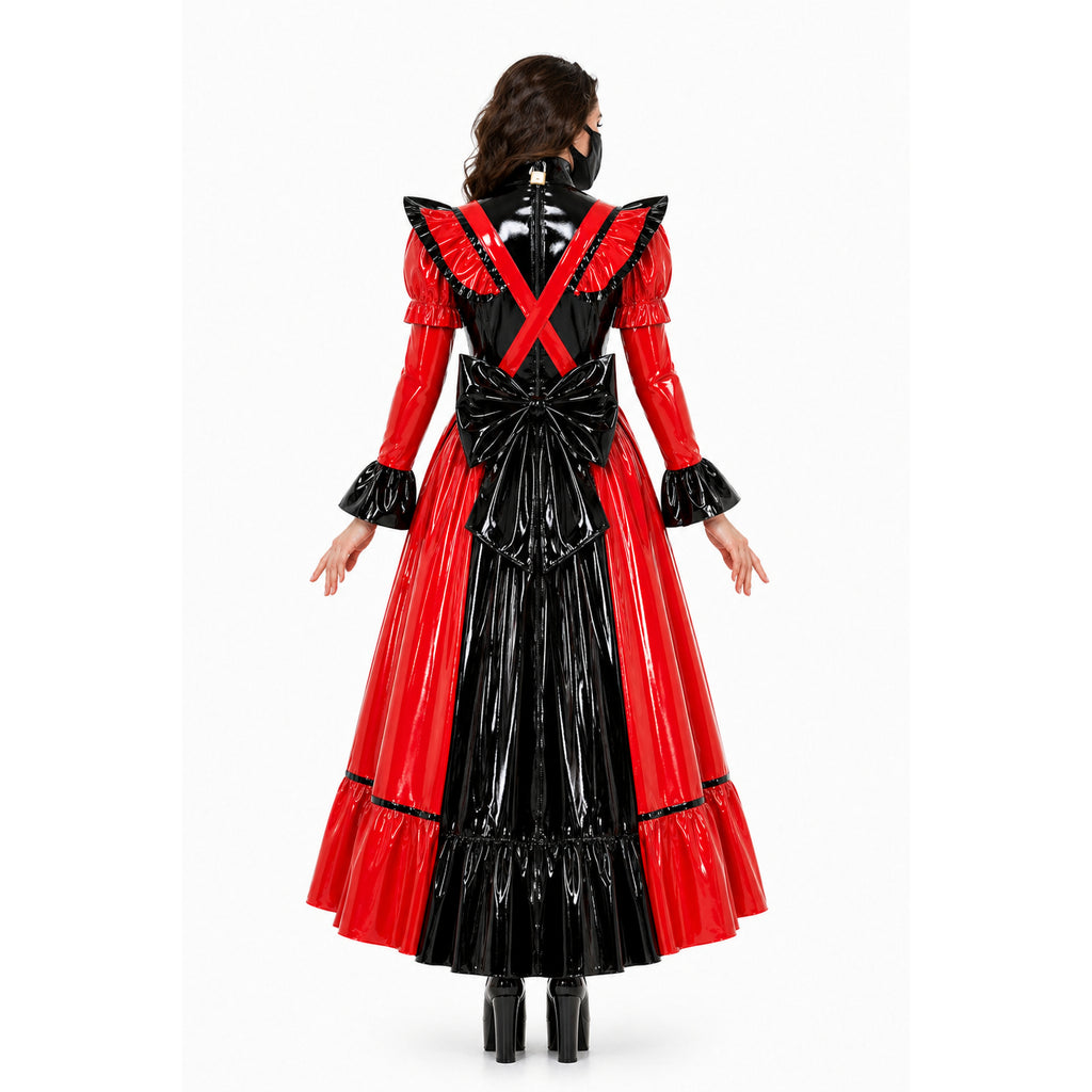Rotes, dünnes PVC-Kleid G4088