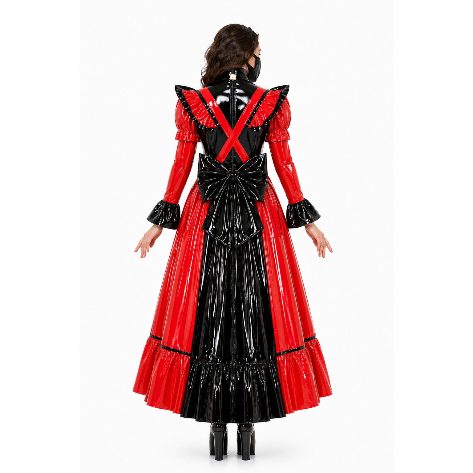 Rotes, dünnes PVC-Kleid G4088