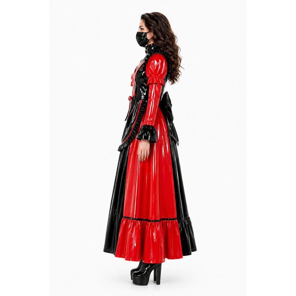 Rotes, dünnes PVC-Kleid G4088