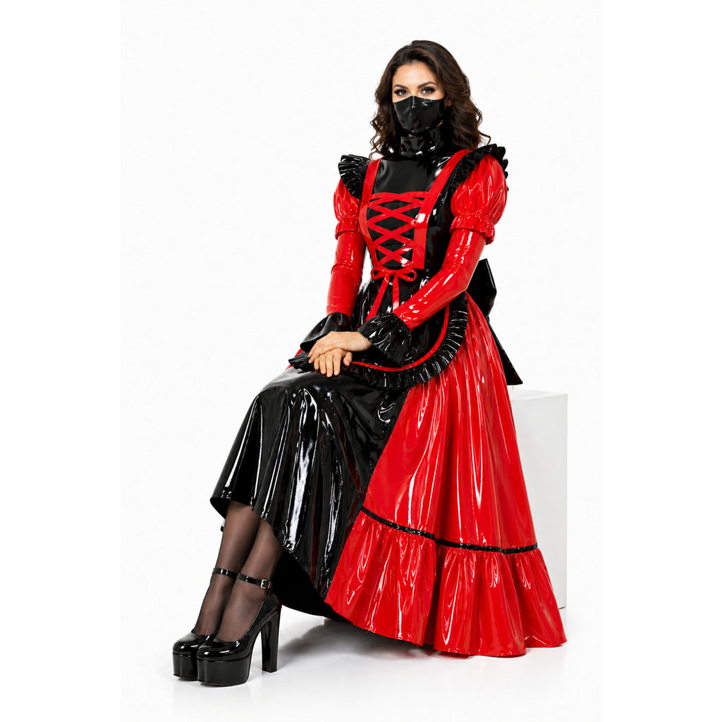 Rotes, dünnes PVC-Kleid G4088
