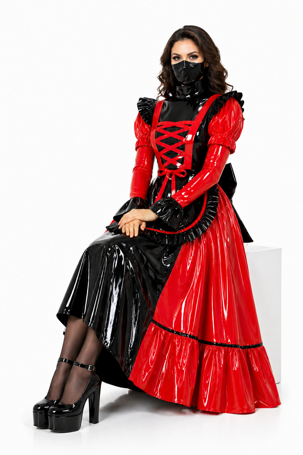 Red Thin PVC Dress G4088