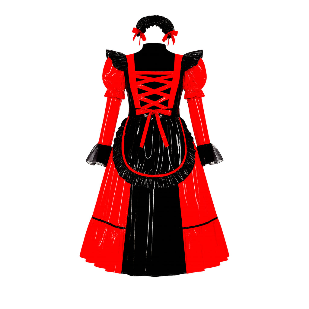 Rotes, dünnes PVC-Kleid G4088