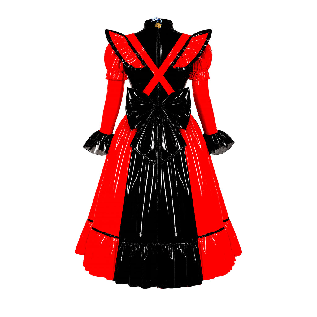 Rotes, dünnes PVC-Kleid G4088