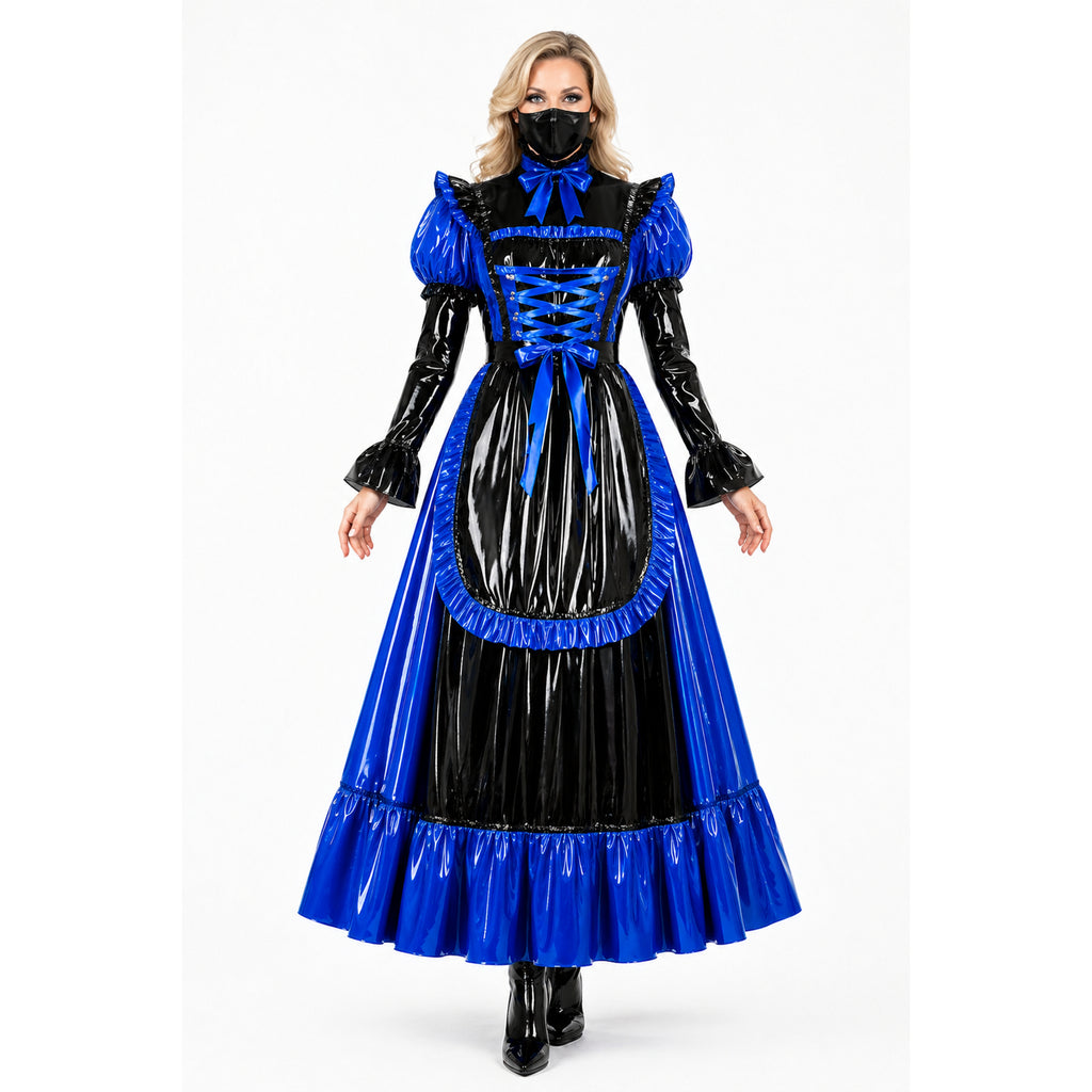 Blaues, dünnes PVC-Kleid G4089
