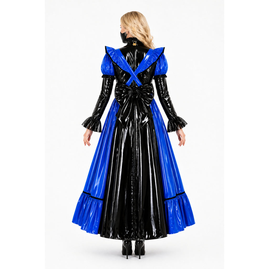 Blaues, dünnes PVC-Kleid G4089
