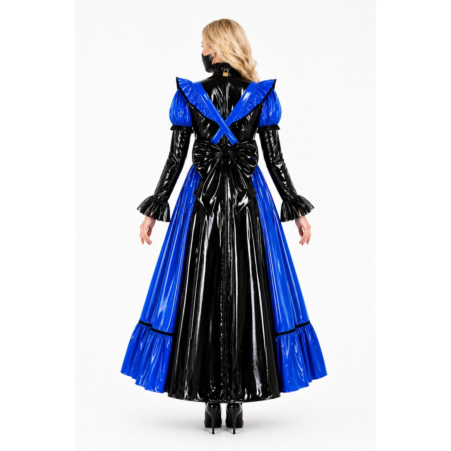Blaues, dünnes PVC-Kleid G4089