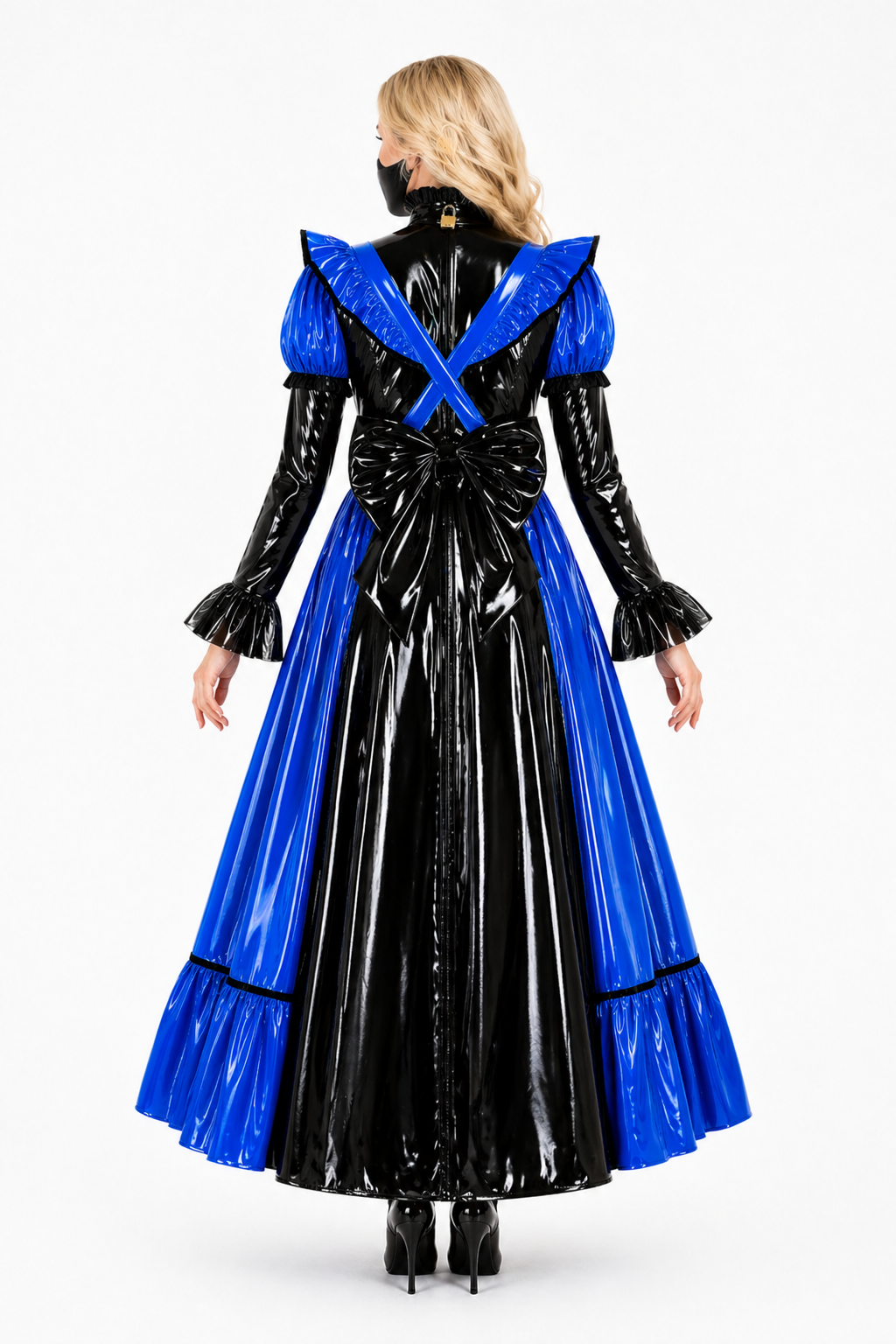 Blaues, dünnes PVC-Kleid G4089