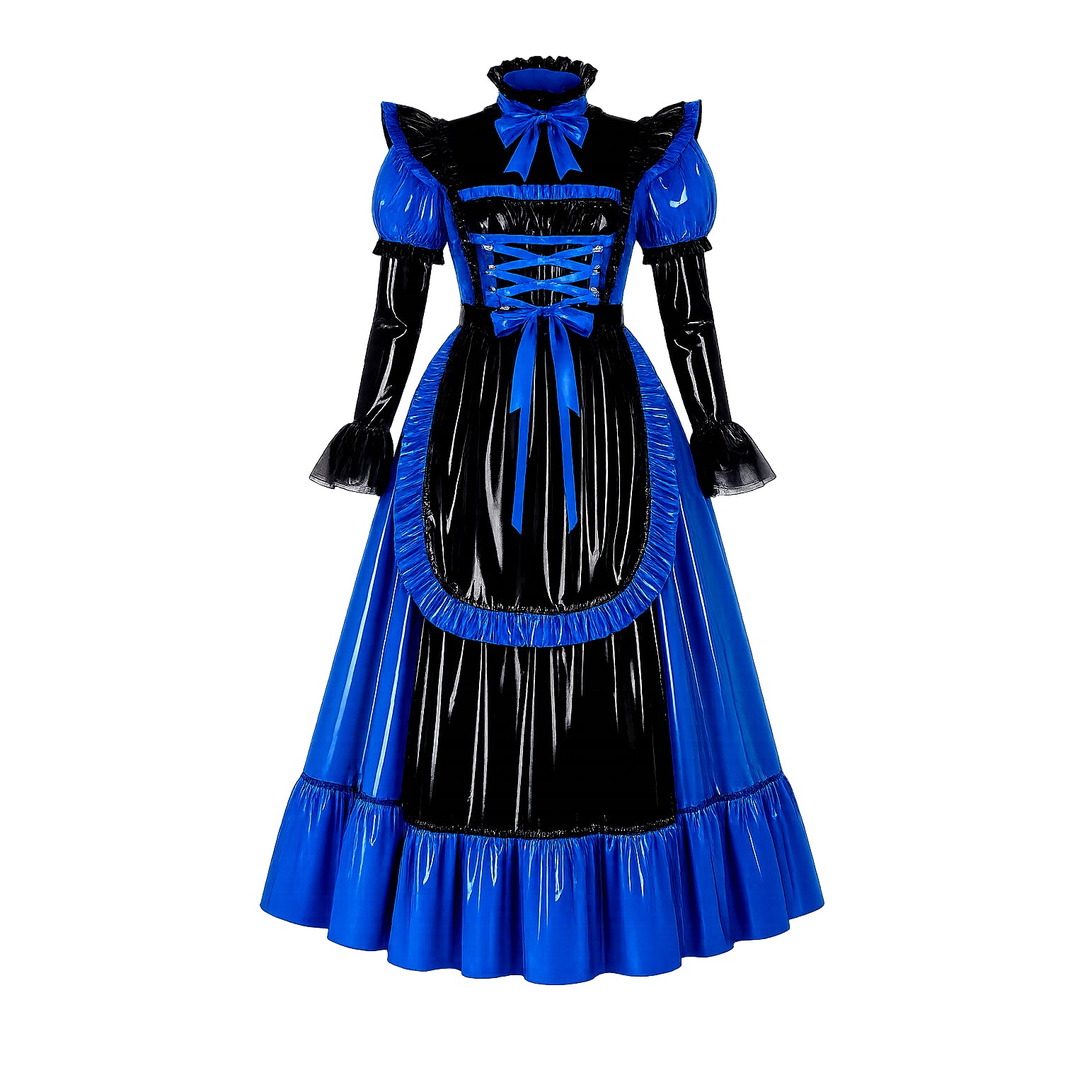 Blaues, dünnes PVC-Kleid G4089