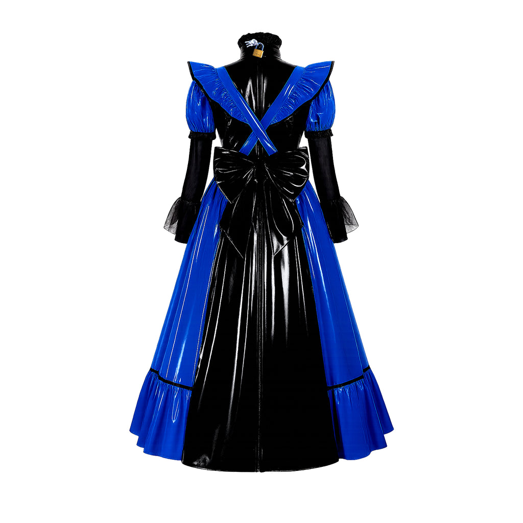 Blaues, dünnes PVC-Kleid G4089