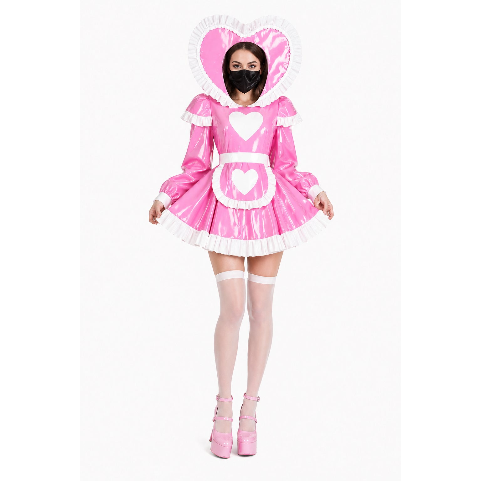 Pink Thin PVC sissy maid Dress G4090