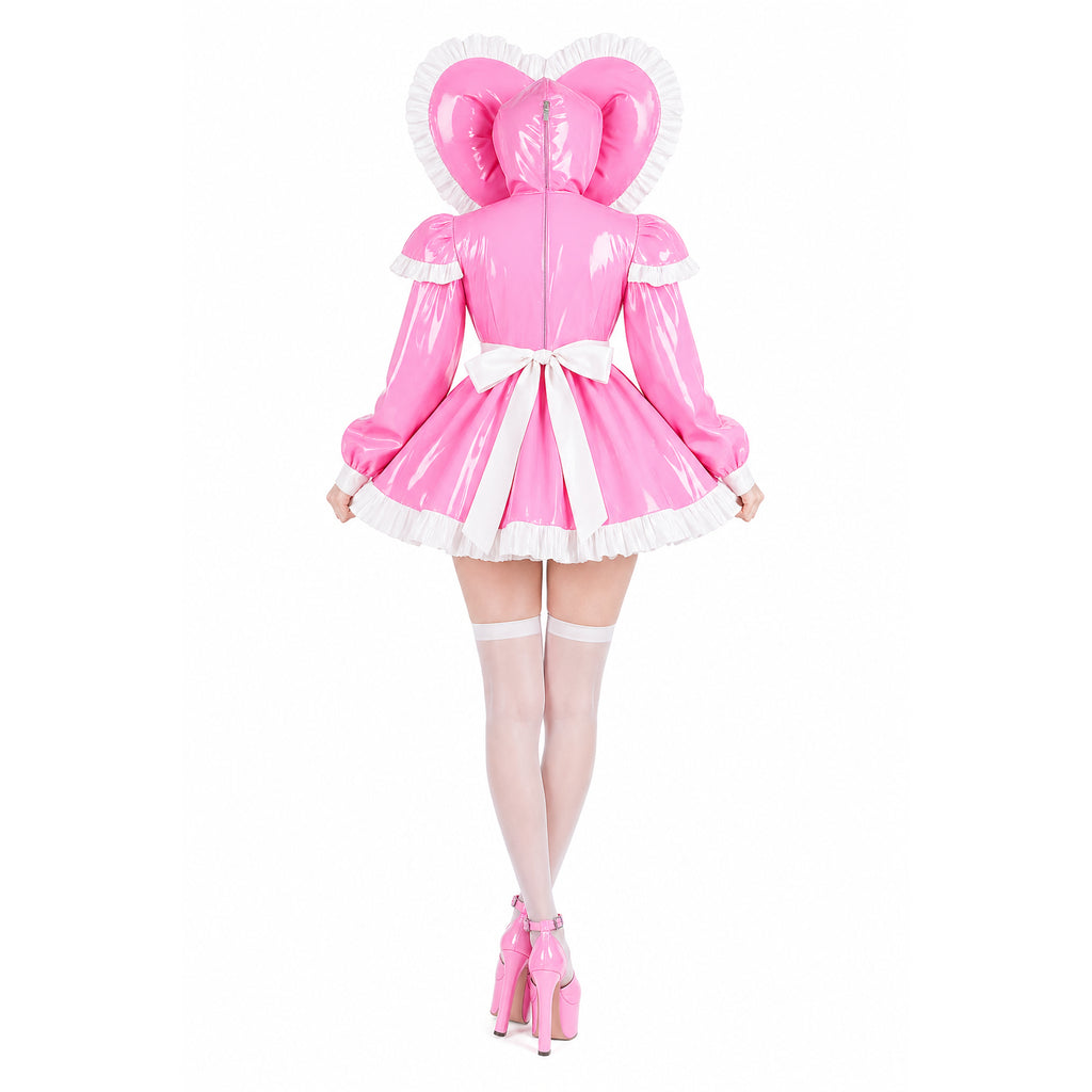 Pink Thin PVC sissy maid Dress G4090