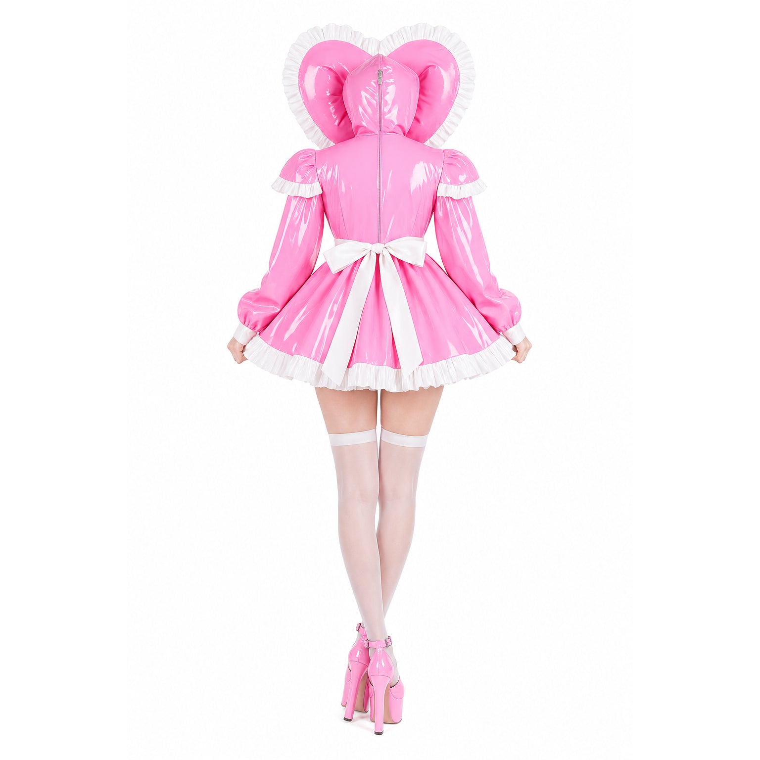 Pink Thin PVC sissy maid Dress G4090