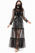 Schwarzes transparentes PVC-Kleid lang G4092